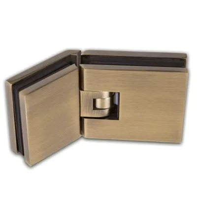 Петля Афродита FDP-234 стекло-стекло 135° с крышками, латунь/бронза