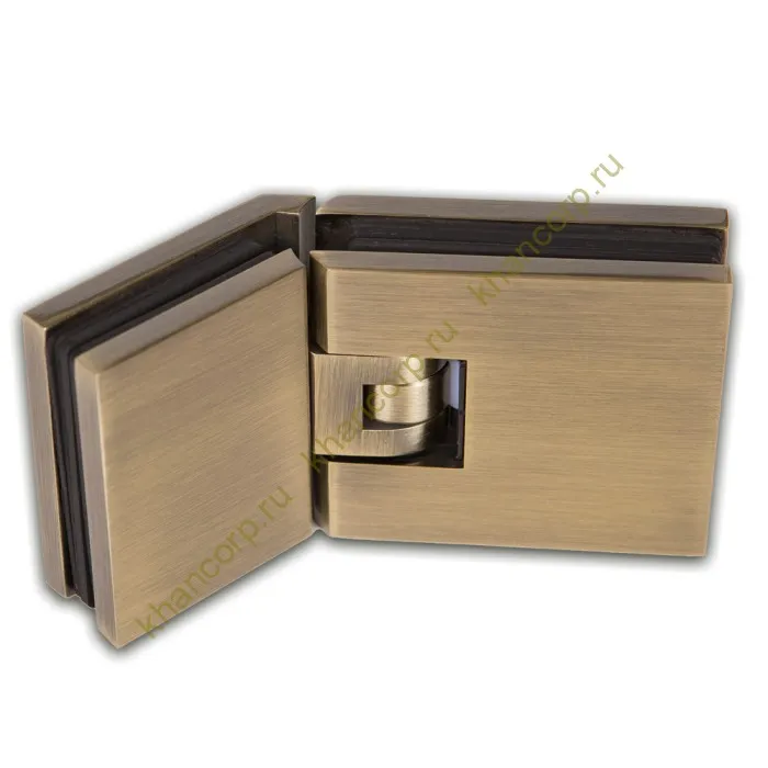 Петля Афродита FDP-234 стекло-стекло 135° с крышками, латунь/бронза