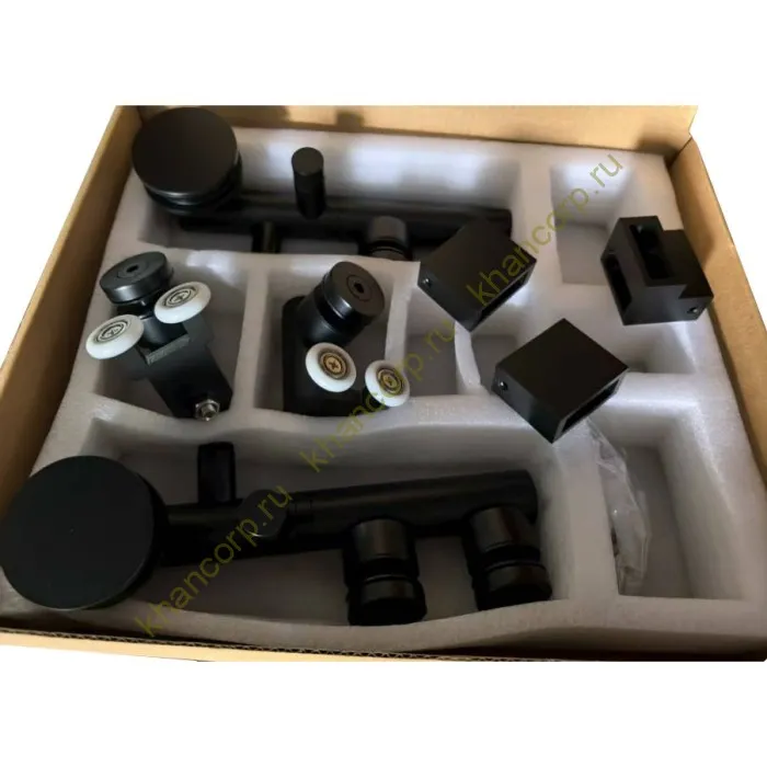 Комплект раздвижной системы Клио FDS-105 c двумя рельсами, для трубы 30х10, нержавейка/черный