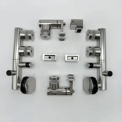 Комплект раздвижной системы Клио FDS-105 c двумя рельсами, для трубы 30х10, нержавейка/полированный