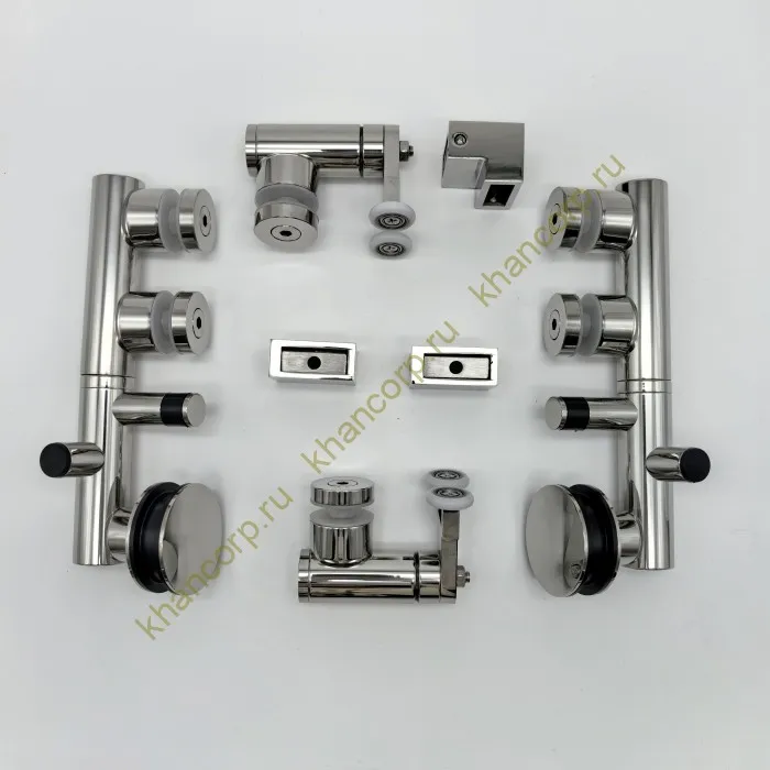 Комплект раздвижной системы Клио FDS-105 c двумя рельсами, для трубы 30х10, нержавейка/полированный