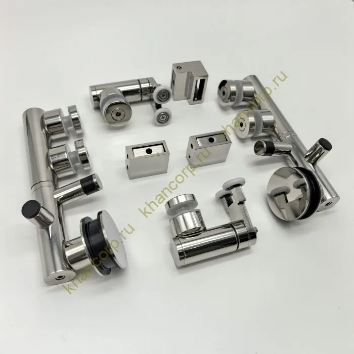 Комплект раздвижной системы Клио FDS-105 c двумя рельсами, для трубы 30х10, нержавейка/полированный