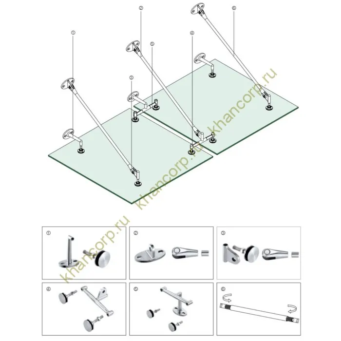 Рутель шарнирный FN-101 без зенковки без гайки M14, нержавейка/матовый