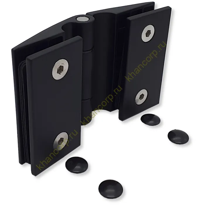 Петля Европа FDP-115 стекло-стекло 180˚ без крышек, нержавейка/черный