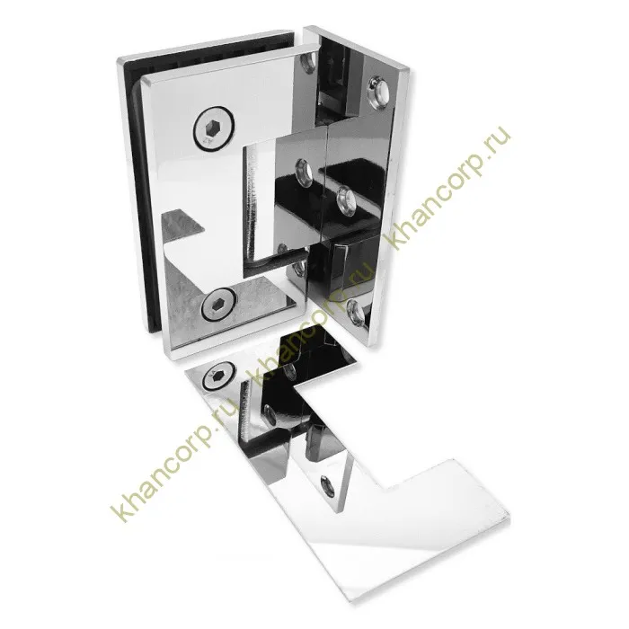 Петля Альфа FDP-15 стена-стекло с боковым креплением с накладкой, нержавейка/полированный