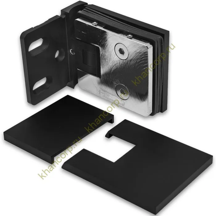 Петля Афродита FDP-230, стена-стекло 90° с крышками, латунь/черный