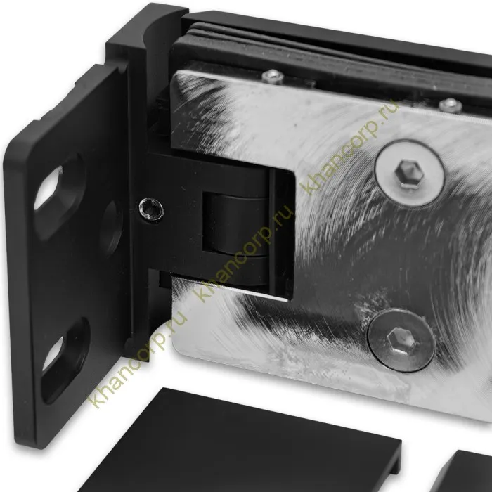 Петля Афродита FDP-230, стена-стекло 90° с крышками, латунь/черный