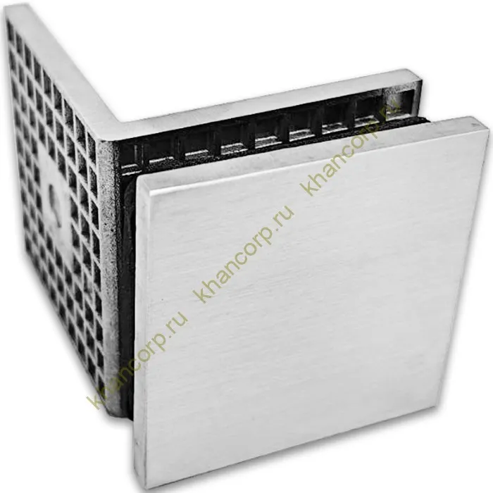 Коннектор Альфа FDK-13 стена-стекло 90˚ с пластиной, нержавейка/матовый