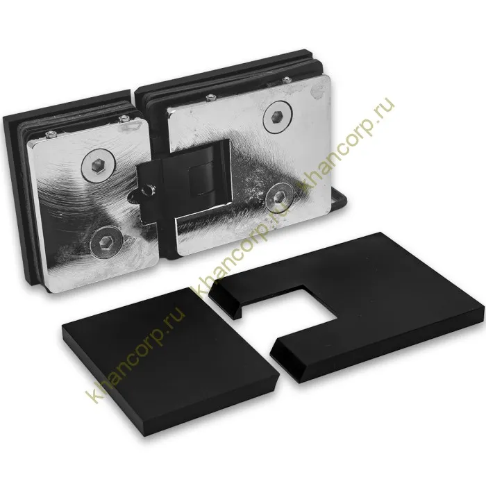 Петля Афродита FDP-232, стекло-стекло 180° с крышками, латунь/черный