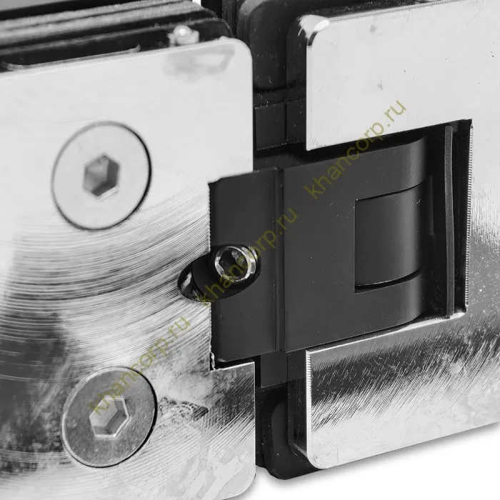 Петля Афродита FDP-232, стекло-стекло 180° с крышками, латунь/черный