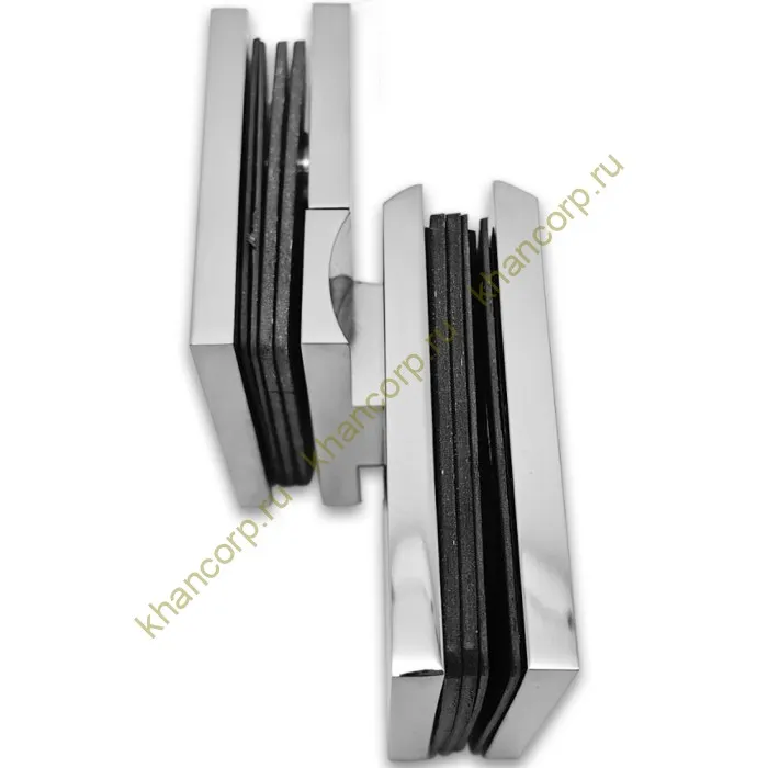 Петля Афродита FDP-233 стекло-стекло 90° с крышками, латунь/хром