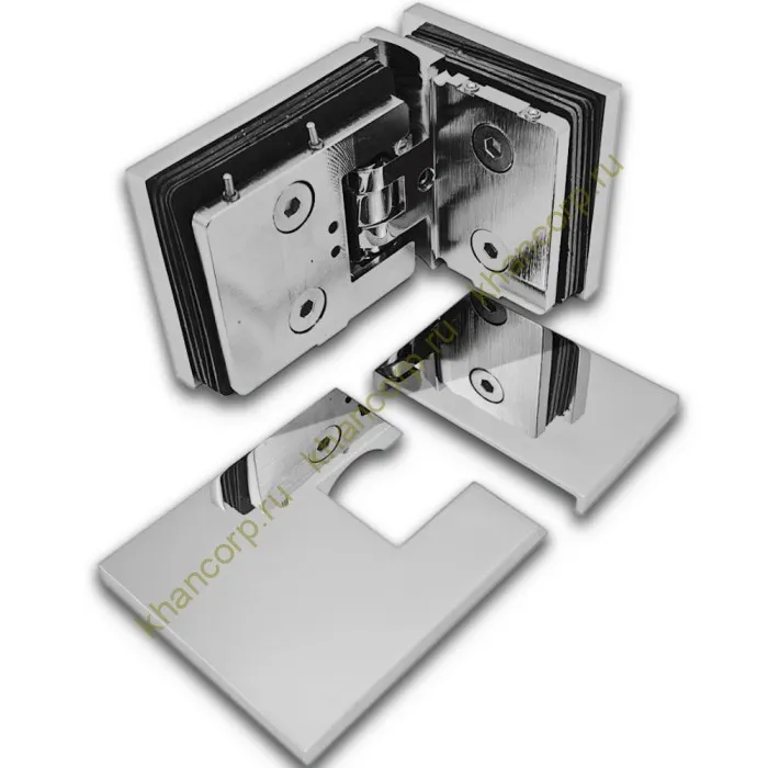 Петля Афродита FDP-233 стекло-стекло 90° с крышками, латунь/хром