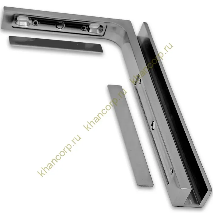 Угловой стабилизатор Диор FDK-5L стена-стекло 90˚ левый, нержавейка/матовый