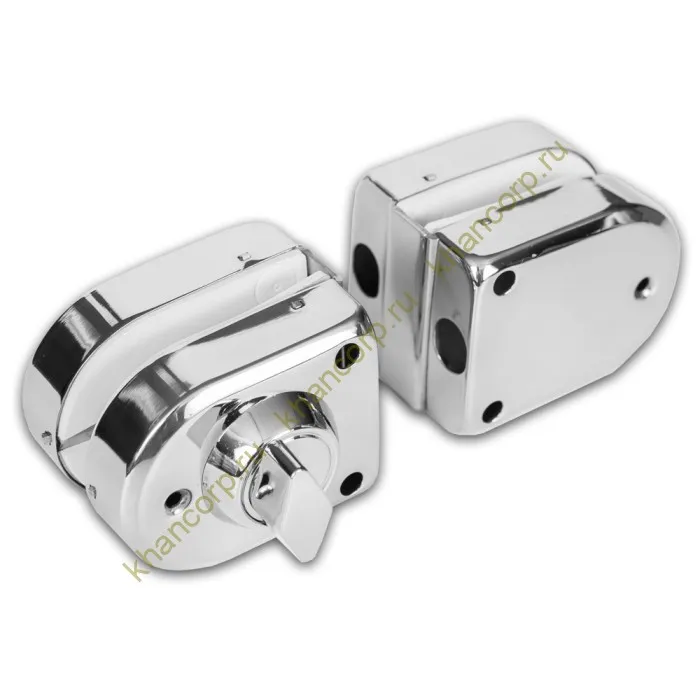 Замок FKZ-36 зажимной с круглым ригелем стекло-стекло ключ/защёлка, нержавейка/полированный