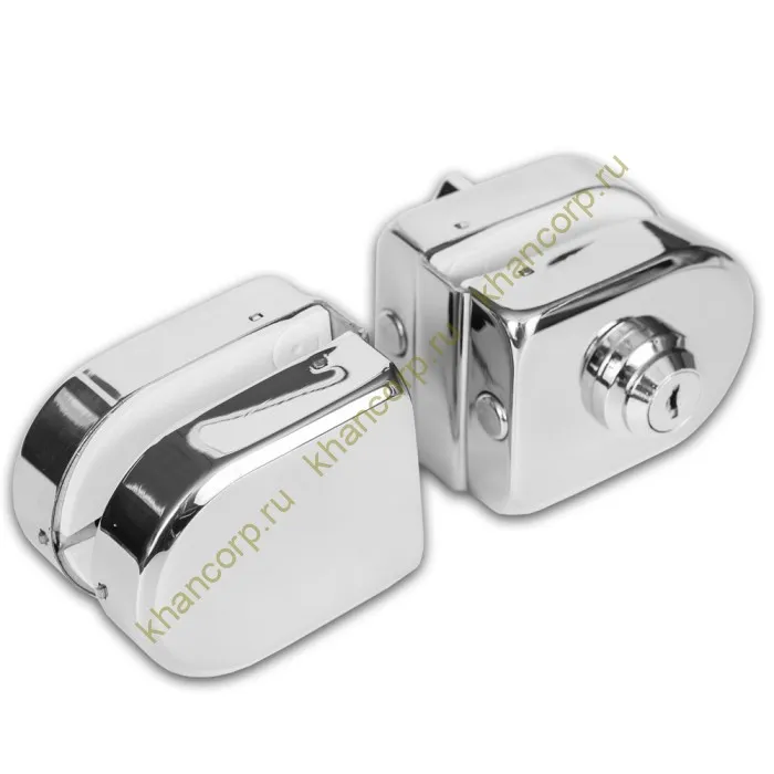 Замок FKZ-36 зажимной с круглым ригелем стекло-стекло ключ/защёлка, нержавейка/полированный