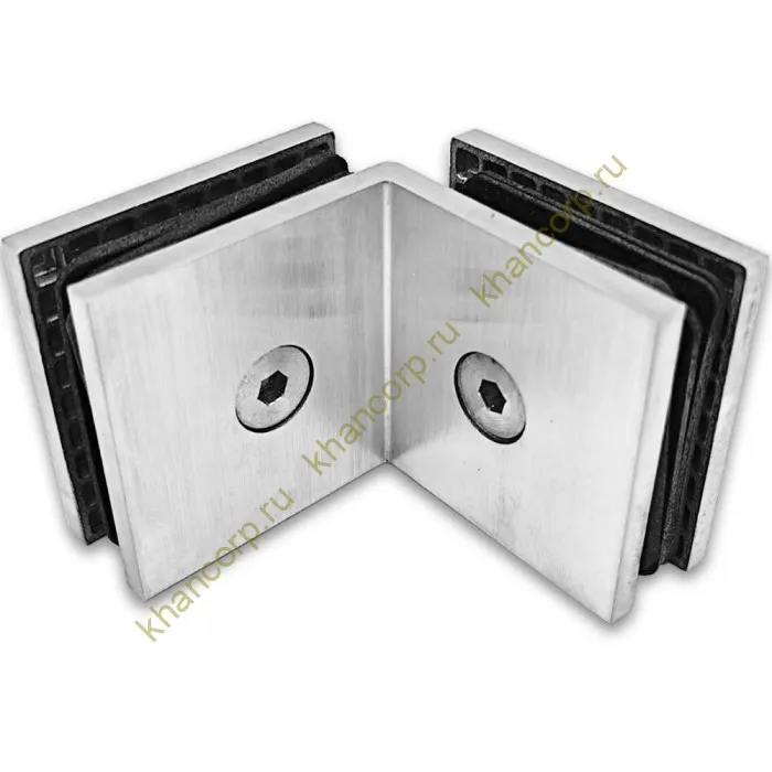 Коннектор Альфа FDK-14 стекло-стекло 90˚ нержавейка/матовый