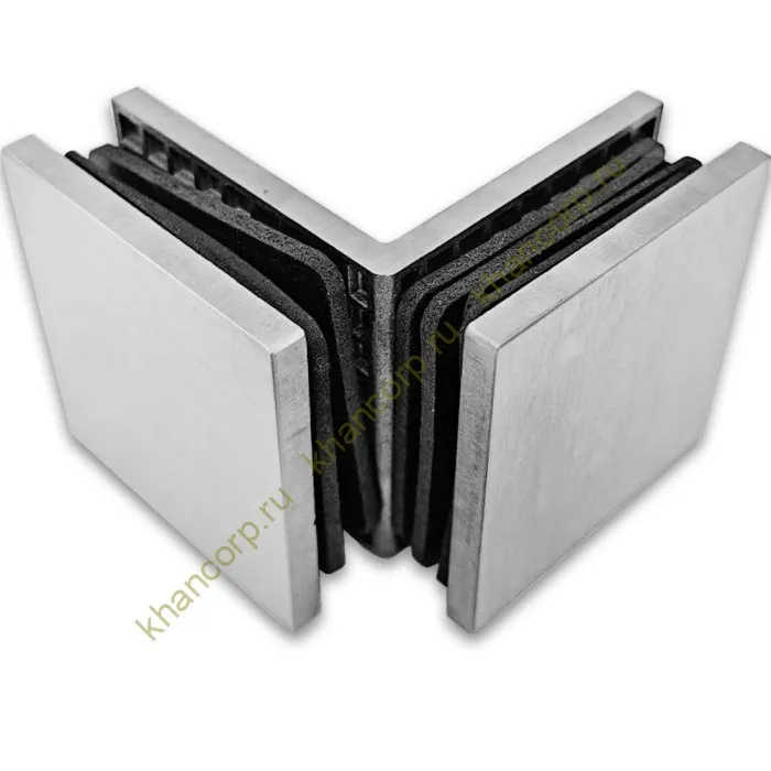 Коннектор Альфа FDK-14 стекло-стекло 90˚ нержавейка/матовый