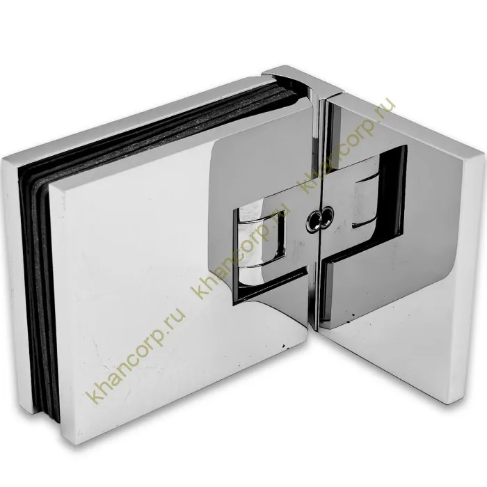 Петля Афродита FDP-230, стена-стекло 90° с крышками, латунь/хром