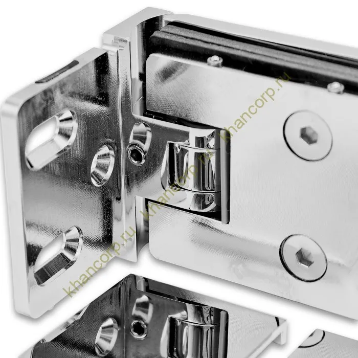 Петля Афродита FDP-230, стена-стекло 90° с крышками, латунь/хром