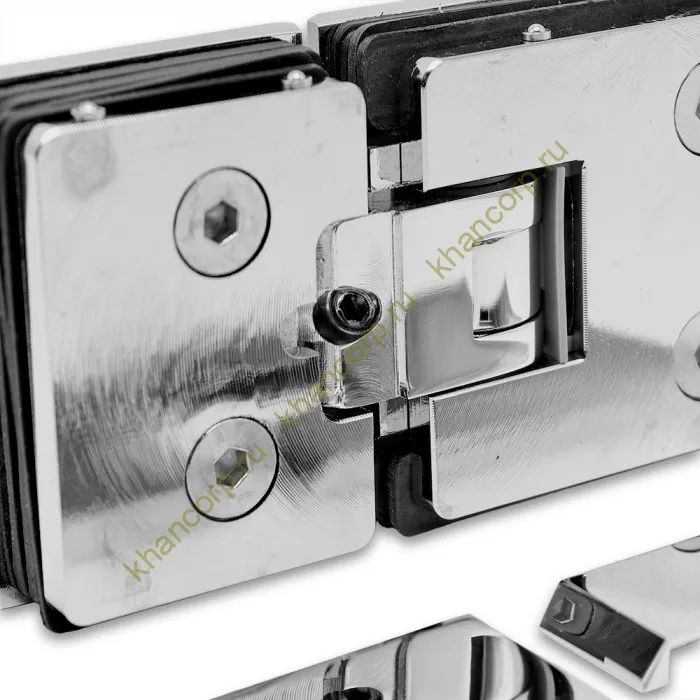 Петля Афродита FDP-232, стекло-стекло 180° с крышками, латунь/хром