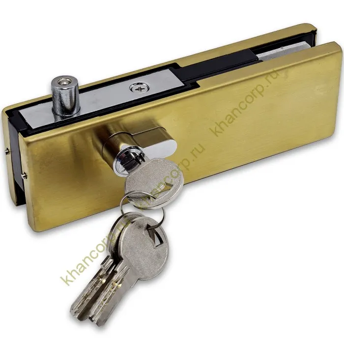 Замок FKZ-39 с круглым ригелем ключ/ключ, нержавейка/брашированное золото