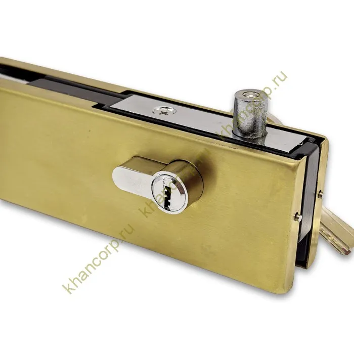 Замок FKZ-39 с круглым ригелем ключ/ключ, нержавейка/брашированное золото