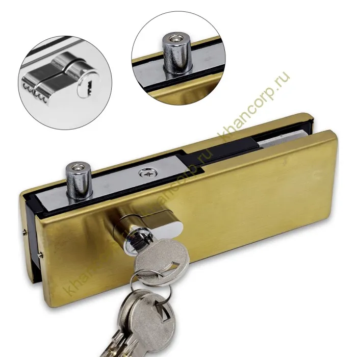 Замок FKZ-39 с круглым ригелем ключ/ключ, нержавейка/брашированное золото