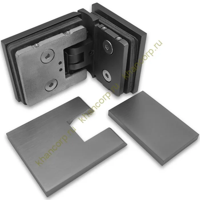 Петля Афродита FDP-233 стекло-стекло 90° с крышками, латунь/оружейная сталь