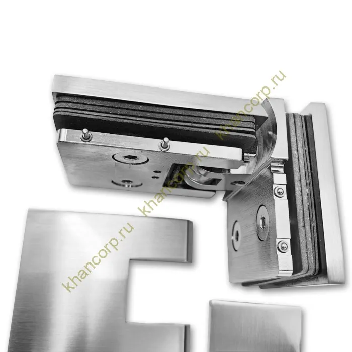 Петля Афродита FDP-233, стекло-стекло 90° с крышками, латунь/матовый