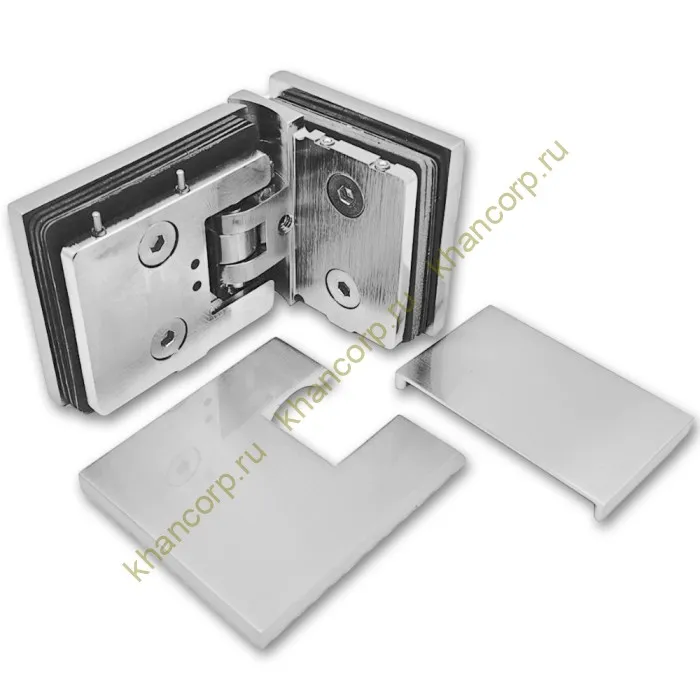 Петля Афродита FDP-233, стекло-стекло 90° с крышками, латунь/матовый