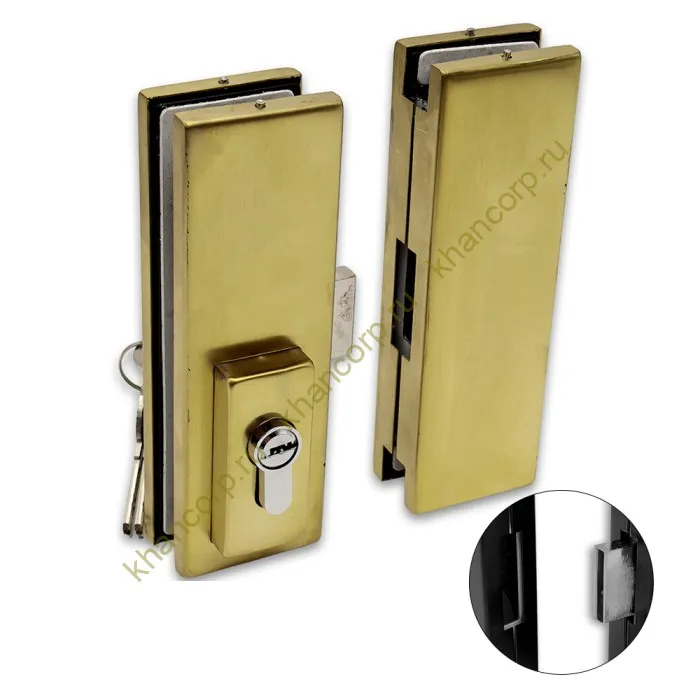 FKZ-40 SUS304/BTP: Замок центральный с ответной частью ключ/ключ, нержавейка/брашированное золото