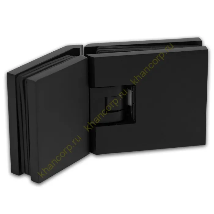 Петля Афродита FDP-234 стекло-стекло 135° с крышками, латунь/черный