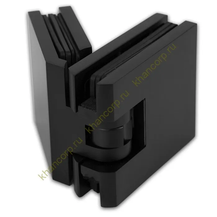 Петля Афродита FDP-234 стекло-стекло 135° с крышками, латунь/черный