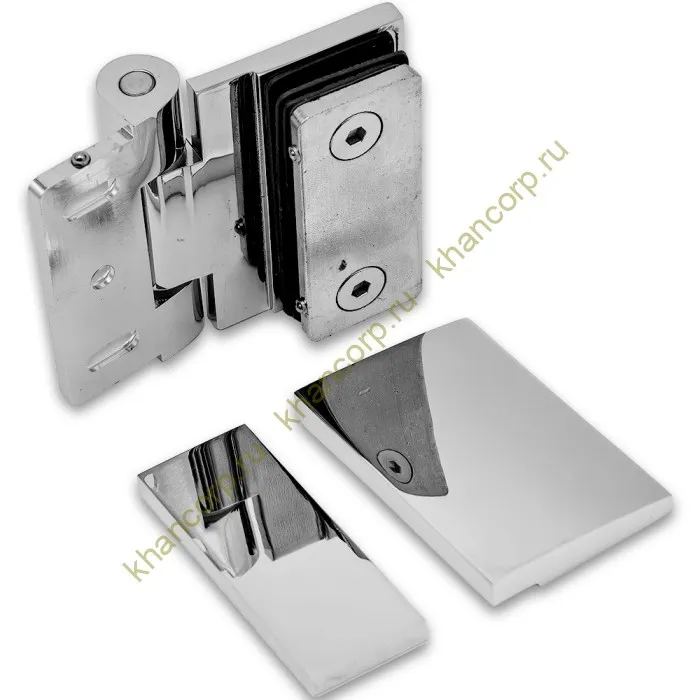 Петля Рея FDP-220 стена-стекло 90° с крышками латунь/хром