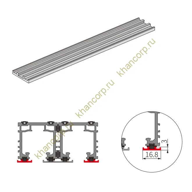 Краевая декоративная крышка трека FDS-193.2 для системы FDS-19, длина 2 м, алюминий/черный