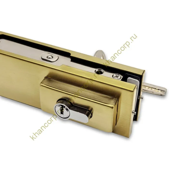 Замок FKZ-30 с овальным ригелем ключ/ключ, нержавейка/брашированное золото