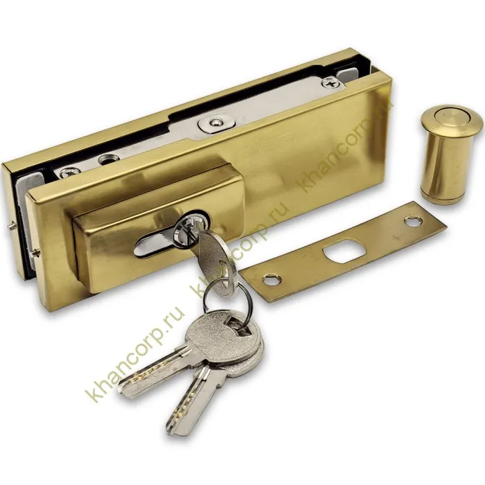 Замок FKZ-30 с овальным ригелем ключ/ключ, нержавейка/брашированное золото