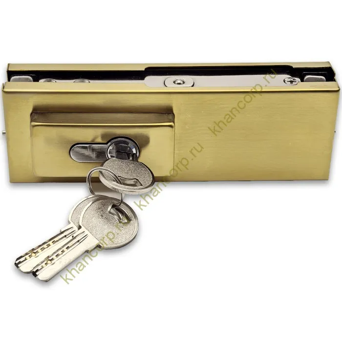 Замок FKZ-30 с овальным ригелем ключ/ключ, нержавейка/брашированное золото
