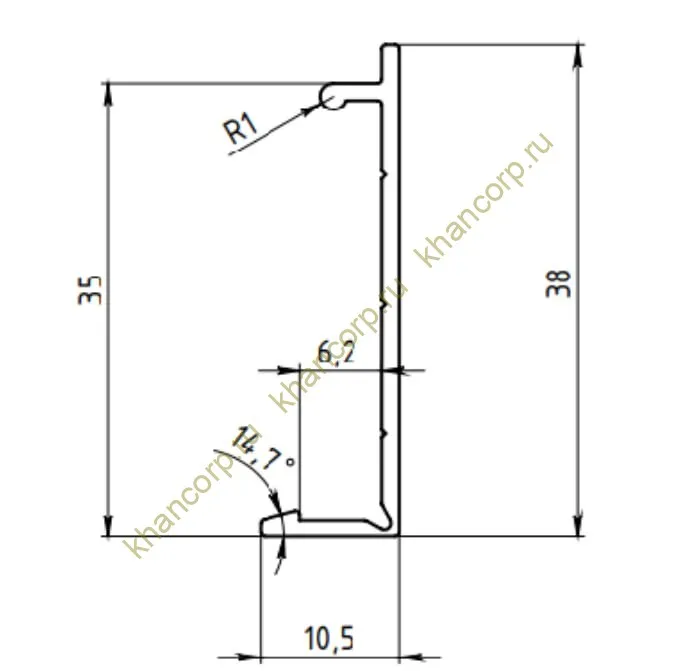 Крышка FKP-442.3 для профиля зажимного FKP-443, длина 3 м, алюминий/брашированное золото