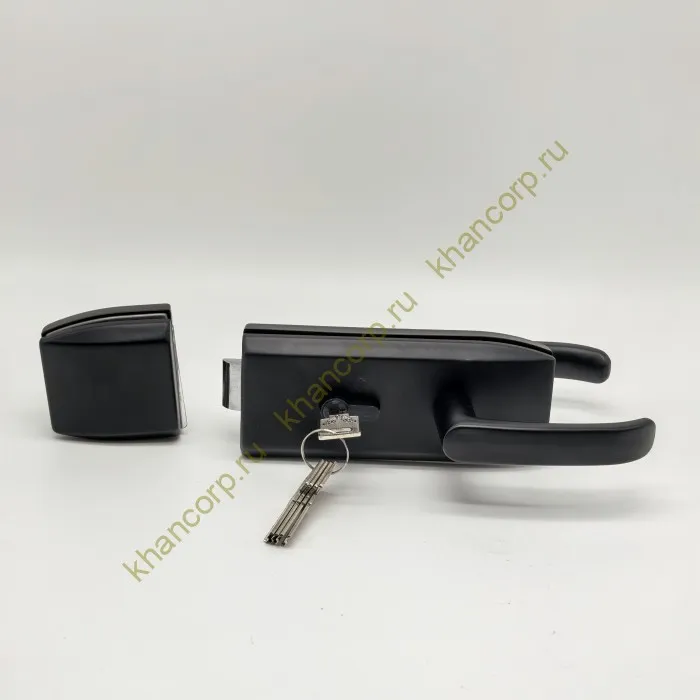 Замок FKZ-35 с нажимной для стеклянной двери ключ/защелка, нержавейка/черный