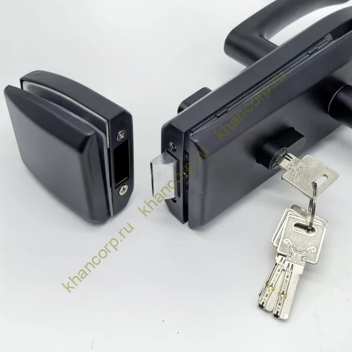 Замок FKZ-35 с нажимной для стеклянной двери ключ/защелка, нержавейка/черный