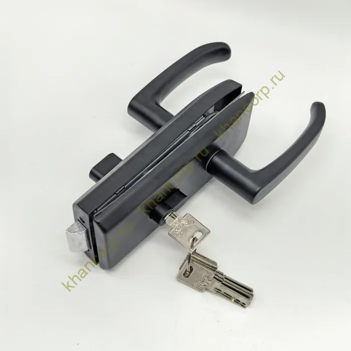 Замок FKZ-35 с нажимной для стеклянной двери ключ/защелка, нержавейка/черный