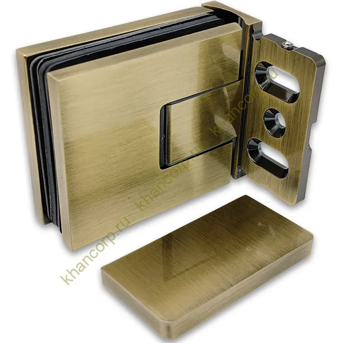 Петля Сирена FDP-210 стена-стекло 90˚ с боковым креплением, латунь/бронза