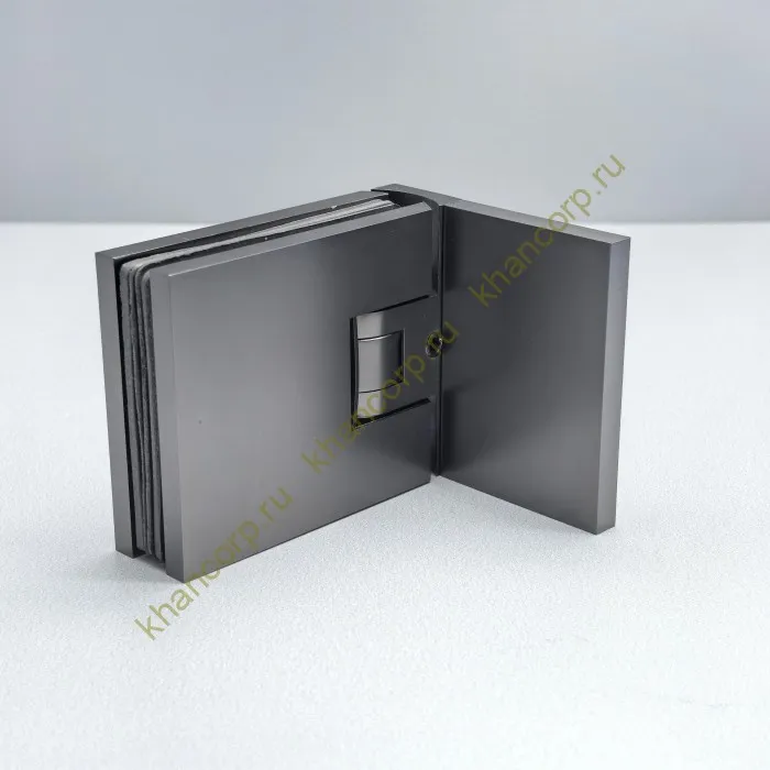 Петля Афродита FDP-230, стена-стекло 90° с крышками, латунь/оружейная сталь