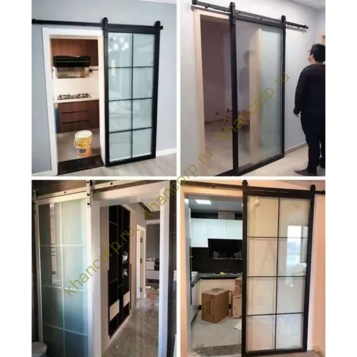 Амбарный механизм FDS-60 для раздвижной деревянной двери, сталь/черный