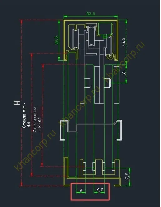 Раздвижная система Нимфа FDS-9 в проем телескопическая, нержавейка/оружейная сталь