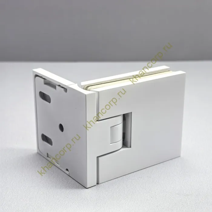 Петля Афродита FDP-230, стена-стекло 90° с крышками, латунь/белый