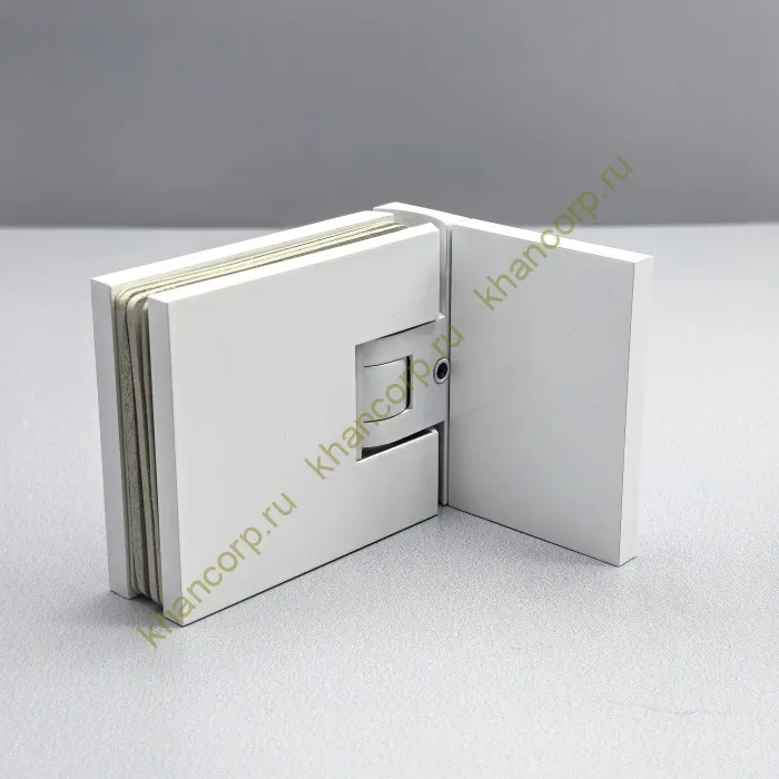 Петля Афродита FDP-230, стена-стекло 90° с крышками, латунь/белый