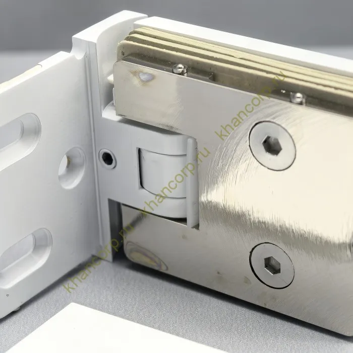 Петля Афродита FDP-230, стена-стекло 90° с крышками, латунь/белый