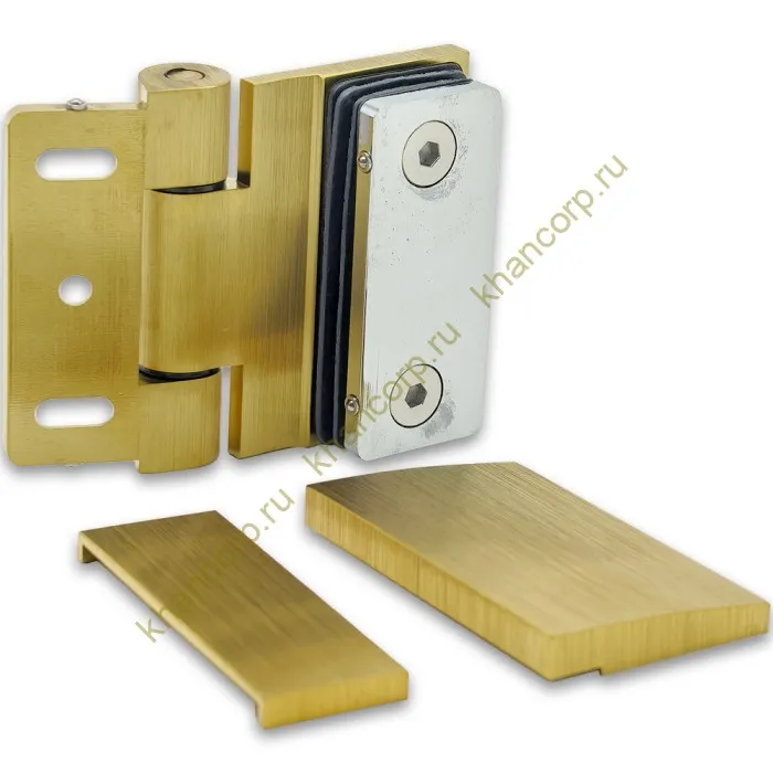 Петля Рея FDP-220 стена-стекло 90° с крышками латунь/брашированное золото